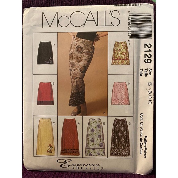 McCalls 2129 skirt sewing pattern sz 8 10 12 - Picture 1 of 6